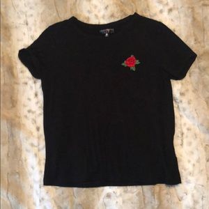 Black short sleeve with rose patch